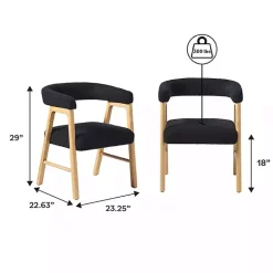 Black Boucle Curved Ezra Dining Chairs, Set of 2