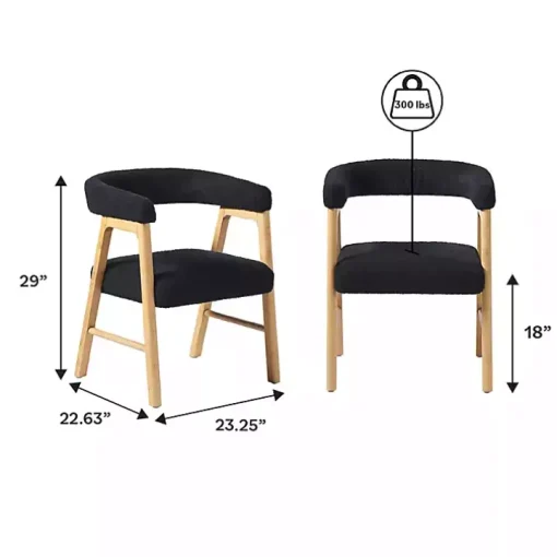 Black Boucle Curved Ezra Dining Chairs, Set of 2