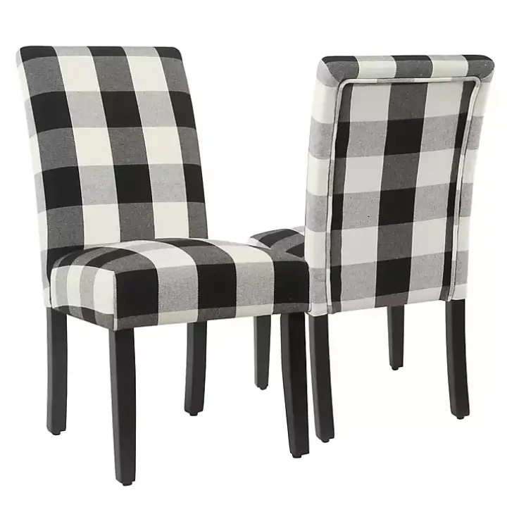 Black Buffalo Check Dining Chairs, Set of 2