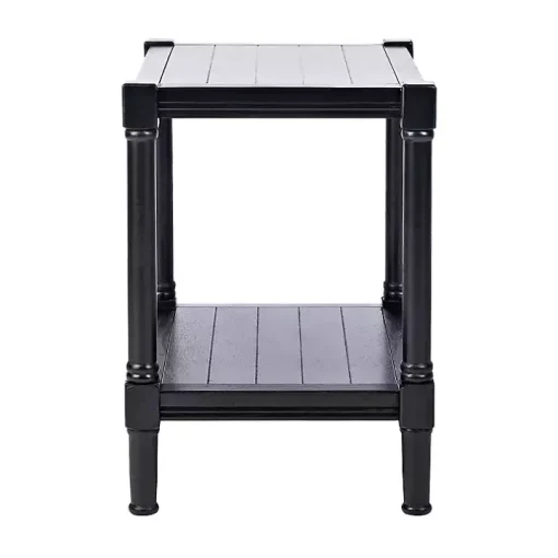 Black Carved Pinewood Farmhouse Accent Table