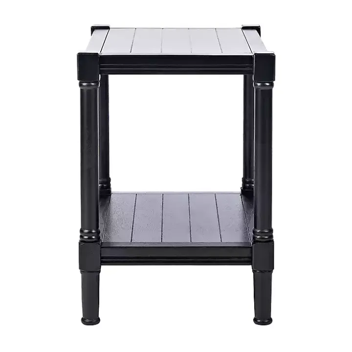 Black Carved Pinewood Farmhouse Accent Table