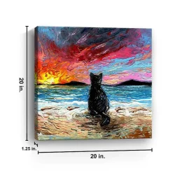 Black Cat Beach Days Canvas Art Print