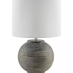 Black Ceramic Carved Lyon Table Lamp