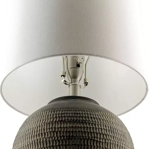Black Ceramic Carved Lyon Table Lamp