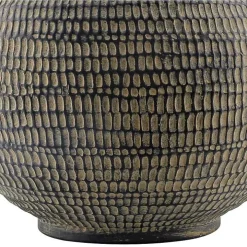 Black Ceramic Carved Lyon Table Lamp