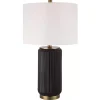Black Ceramic Ribbed Table Lamp