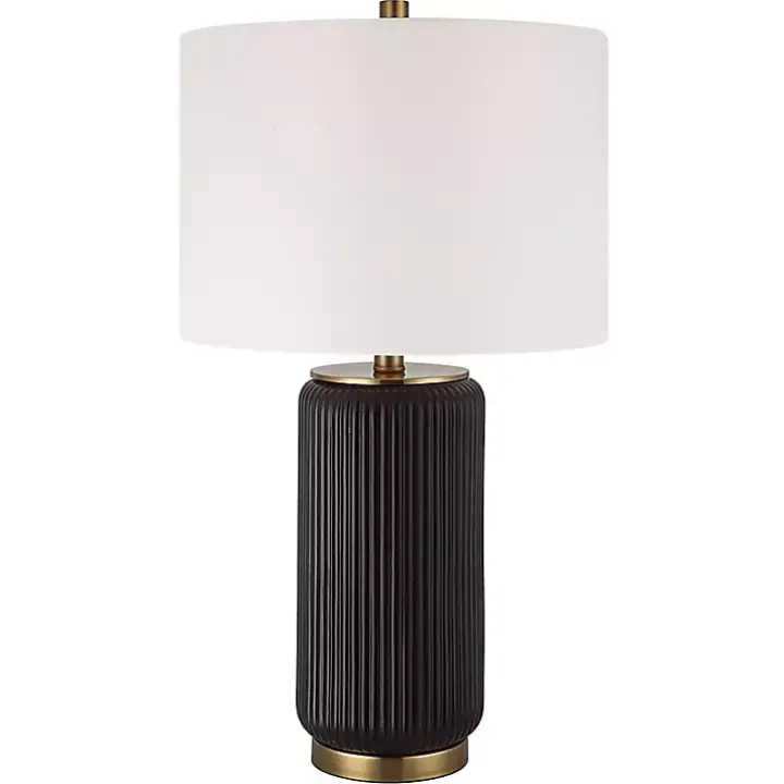 Black Ceramic Ribbed Table Lamp
