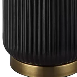 Black Ceramic Ribbed Table Lamp