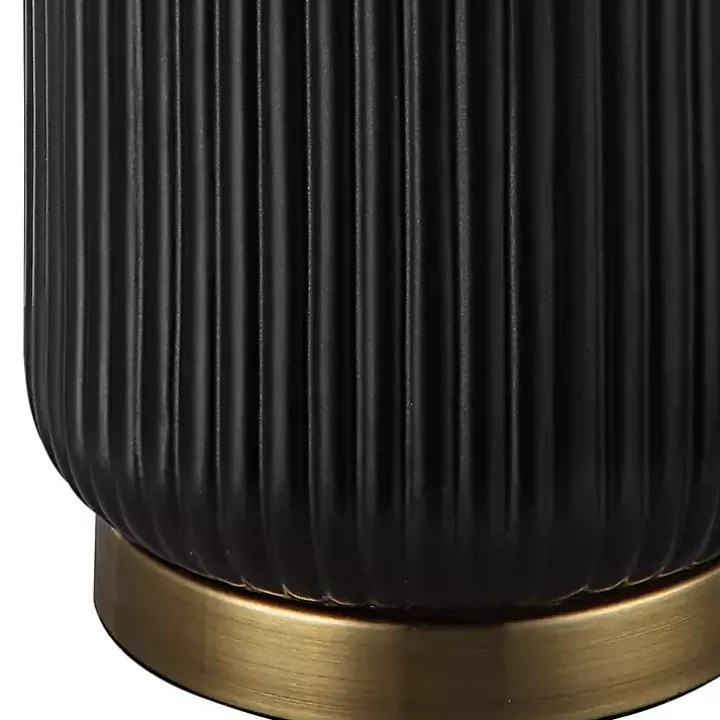Black Ceramic Ribbed Table Lamp