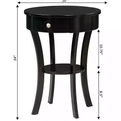Black Curved Legs Round Drawer Accent Table