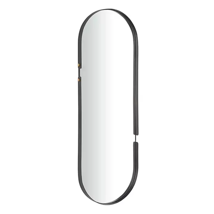 Black Cut Metal Gold Accents Oblong Wall Mirror
