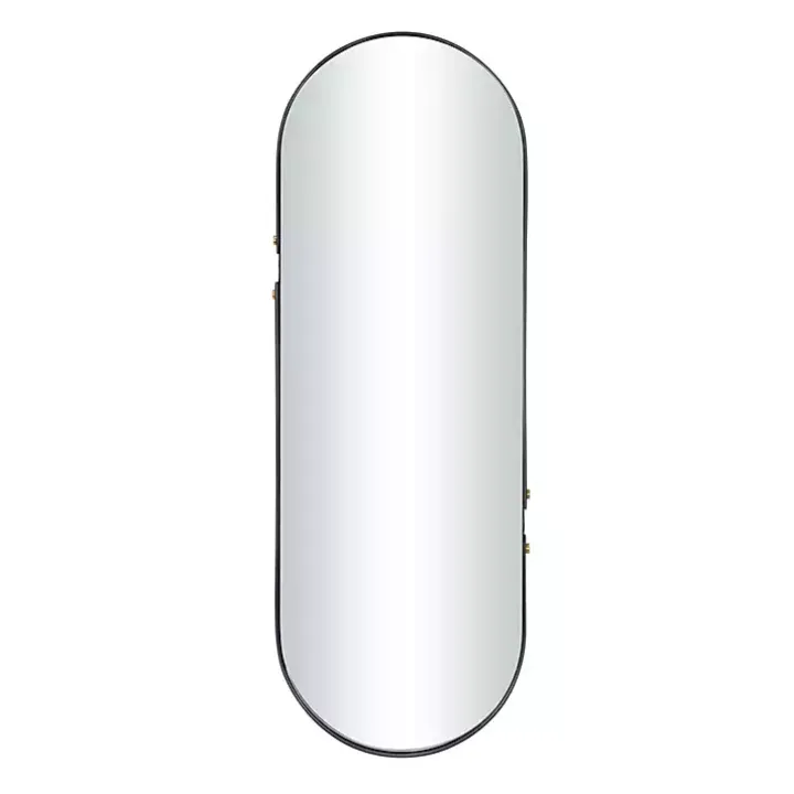 Black Cut Metal Gold Accents Oblong Wall Mirror