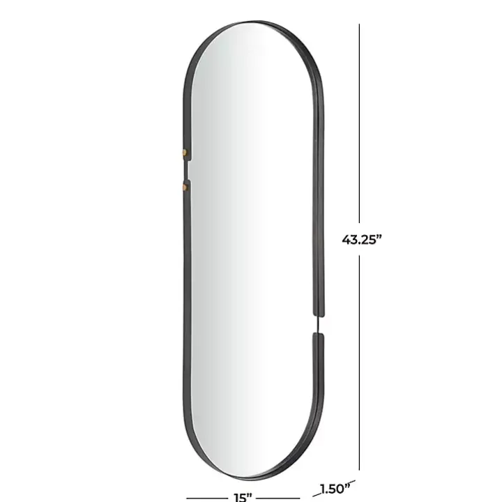 Black Cut Metal Gold Accents Oblong Wall Mirror