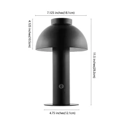 Black Dome LED Cordless Table Lamp, 12 in.