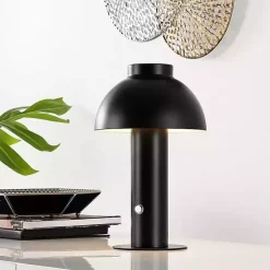 Black Dome LED Cordless Table Lamp, 12 in.