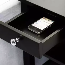 Black Double Shelf Wood Accent Table