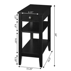 Black Double Shelf Wood Accent Table