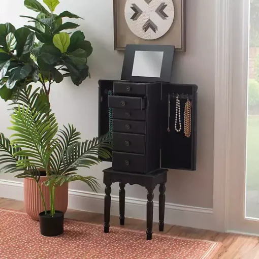 Black 5-Drawer Ollie Petite Jewelry Armoire