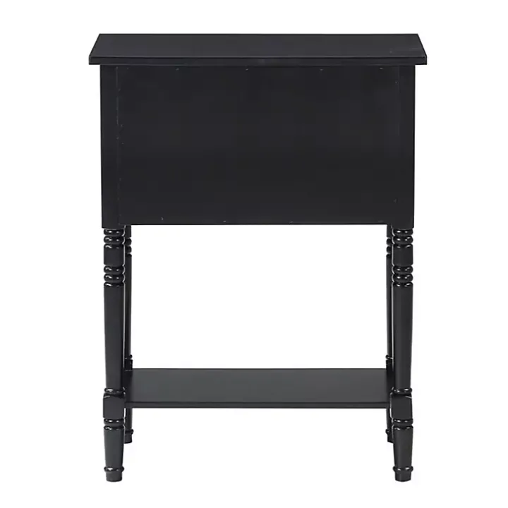Black 3-Drawer Turned Legs Accent Table