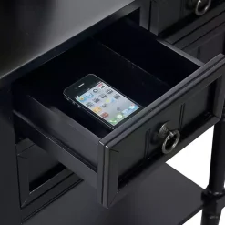 Black 3-Drawer Turned Legs Accent Table