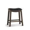 Black Ella Saddle Counter Stool with Nailhead Trim