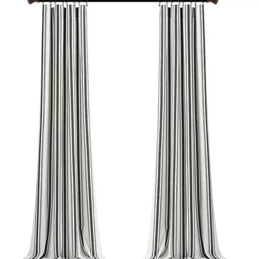 Black Farmhouse Stripe Curtain Panel Set, 108 in.