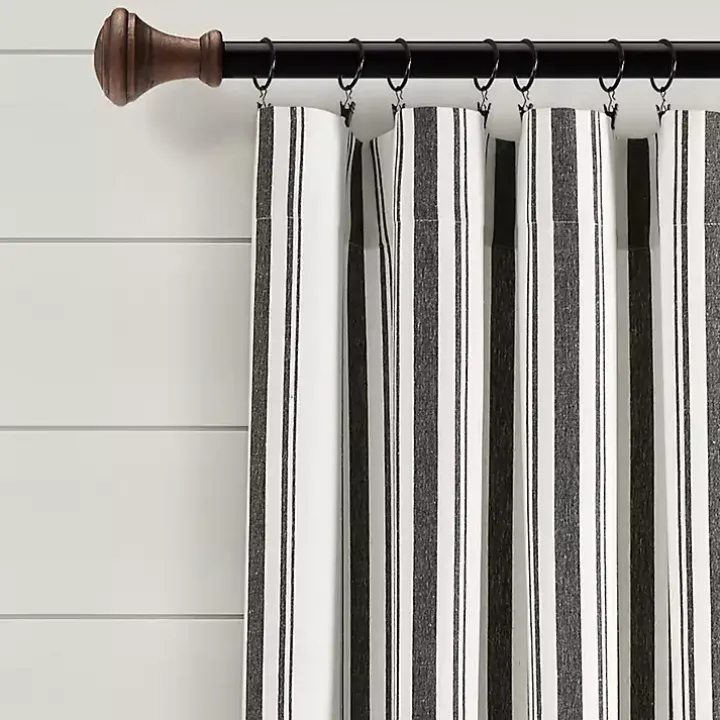 Black Farmhouse Stripe Curtain Panel Set, 108 in.