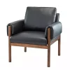 Black Faux Leather and Wood Accent Chair