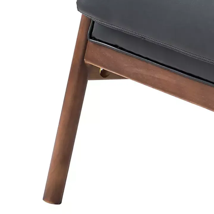 Black Faux Leather and Wood Accent Chair