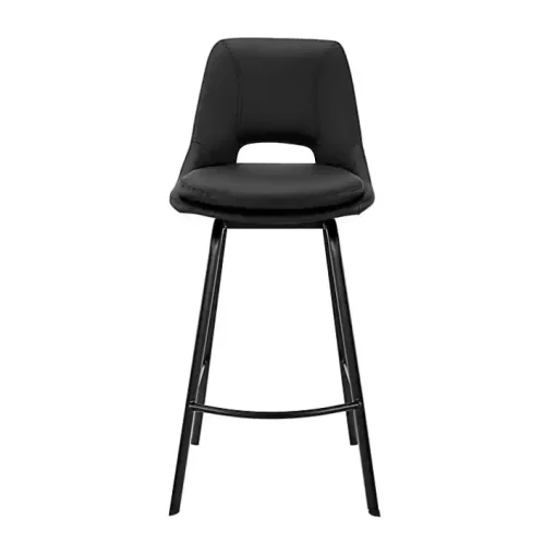 Black Faux Leather Carise Swivel Bar Stool