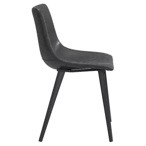 Black Faux Leather Scoop Dining Chairs, Set of 2