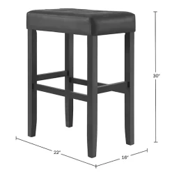 Black Faux Leather Tufted Madison Bar Stool