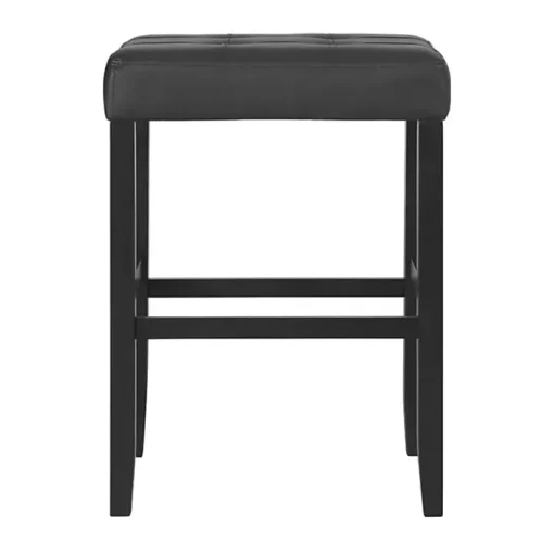Black Faux Leather Tufted Madison Bar Stool