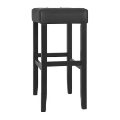 Black Faux Leather Tufted Madison Bar Stool