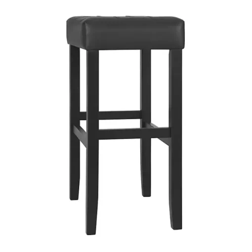 Black Faux Leather Tufted Madison Bar Stool