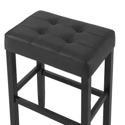Black Faux Leather Tufted Madison Bar Stool