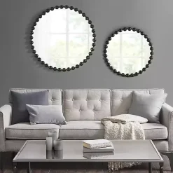 Black Foiled Beaded Wall Mirror, 36 in.