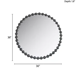 Black Foiled Beaded Wall Mirror, 36 in.