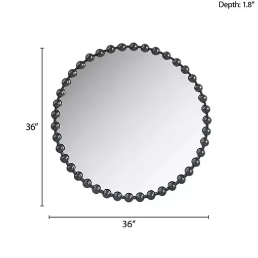 Black Foiled Beaded Wall Mirror, 36 in.