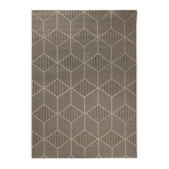 Black Geometric Washable Area Rug, 5x7