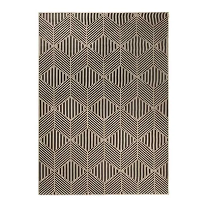 Black Geometric Washable Area Rug, 5x7