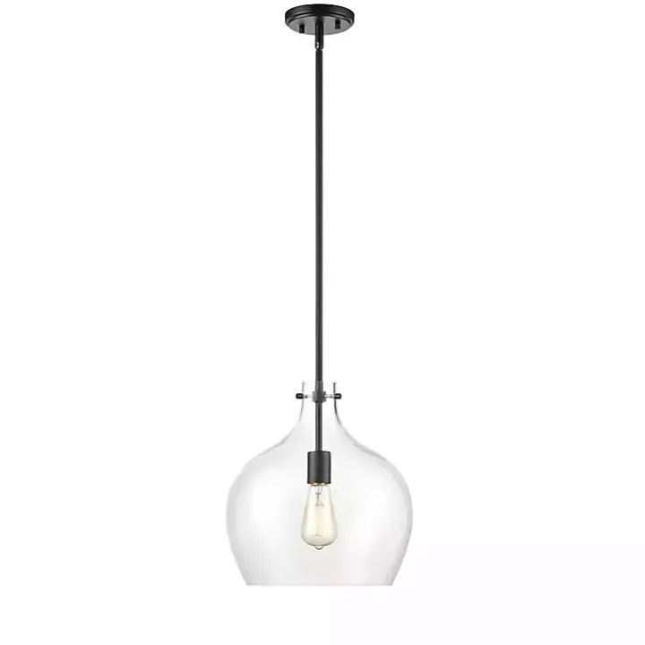 Black Glass Globe Pendant Light