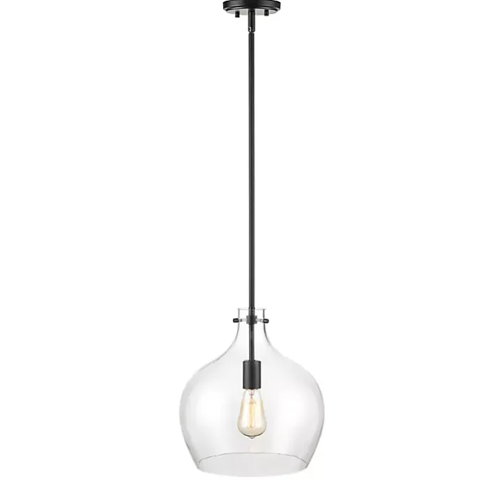 Black Glass Globe Pendant Light