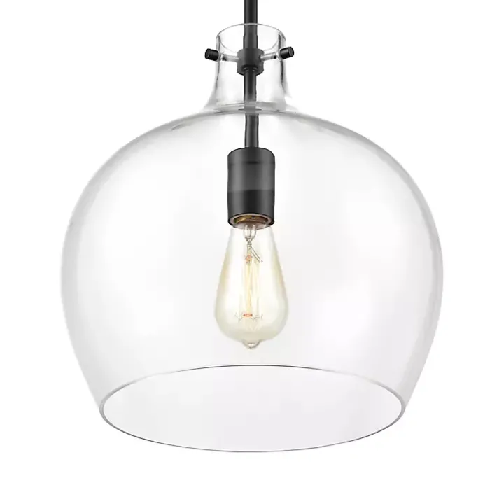 Black Glass Globe Pendant Light