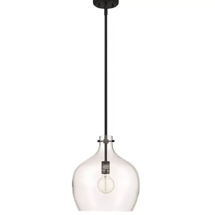 Black Glass Globe Pendant Light