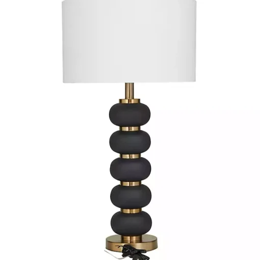 Black Gold Metal Spindle Table Lamp