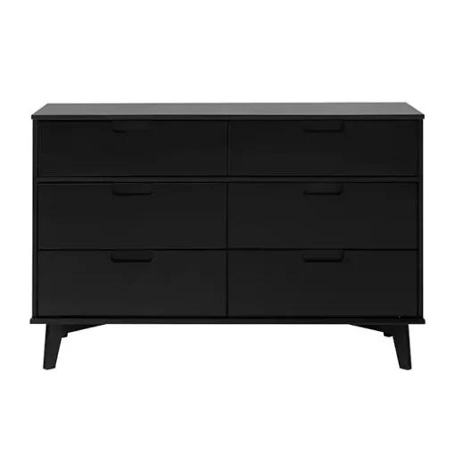 Black Grooved Handle 6-Drawer Dresser