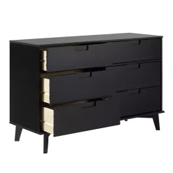 Black Grooved Handle 6-Drawer Dresser