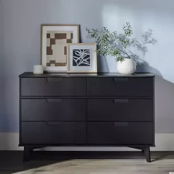 Black Grooved Handle 6-Drawer Dresser