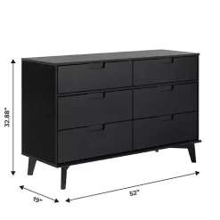 Black Grooved Handle 6-Drawer Dresser